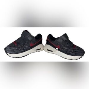 Toddler Black and Maroon Velcro Athletic Sneakers